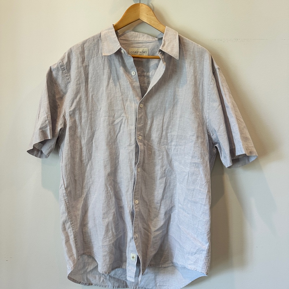 Coast & Co. Light Blue Short-Sleeve Linen Button-Down Shirt